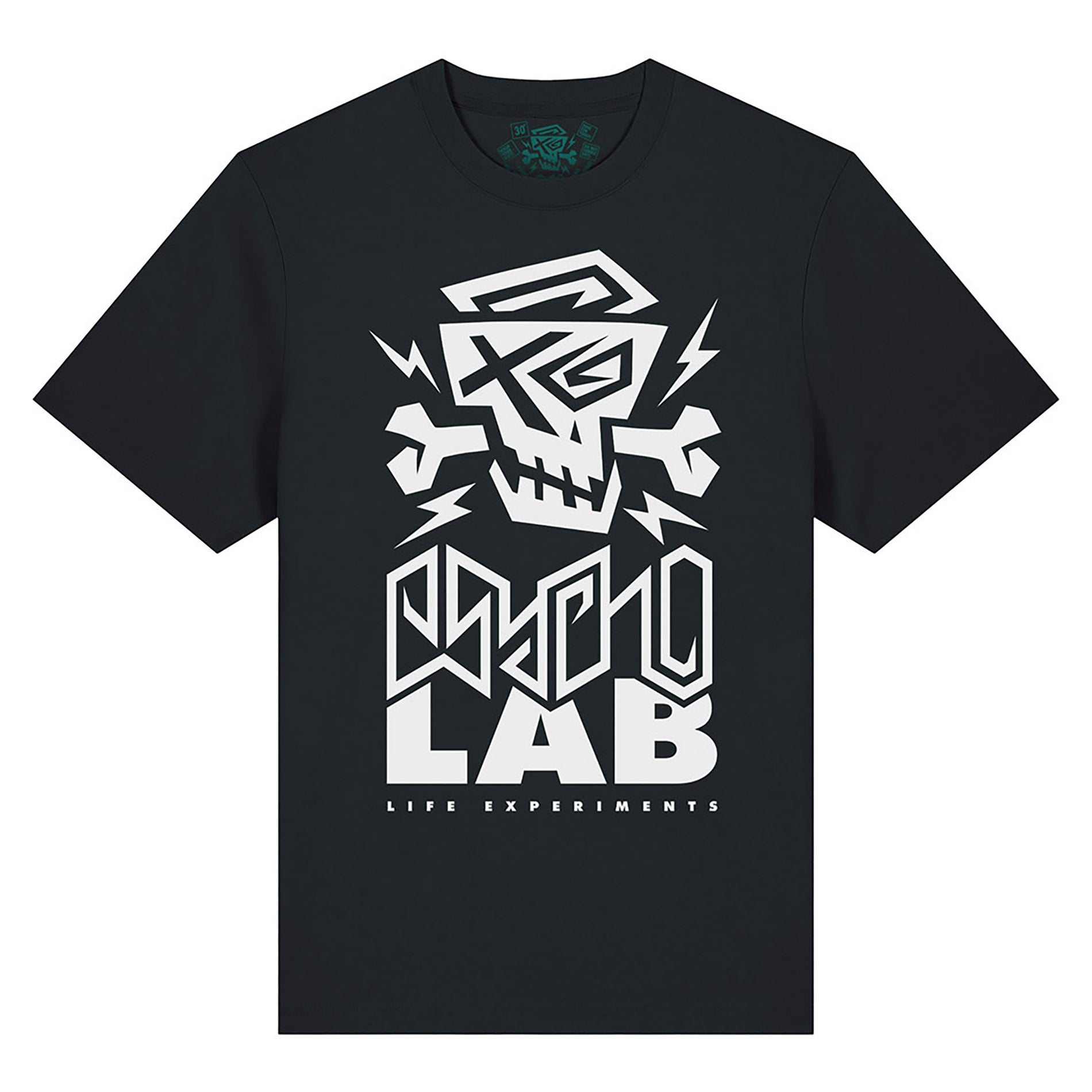 PsychoLab T-Shirt Logo Schwarz Rückseite mit kleinem weißen Logo