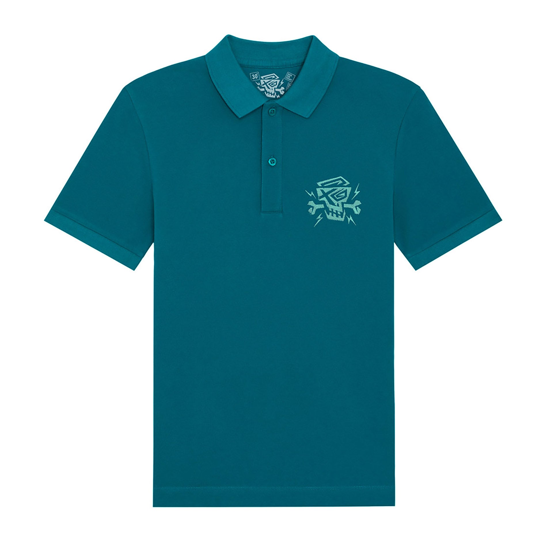 Polo Shirt Solid Turquoise von PsychoLab, in frischem Türkis, mit einer stylischen Logo-Stickerei auf der linken Brustseite.