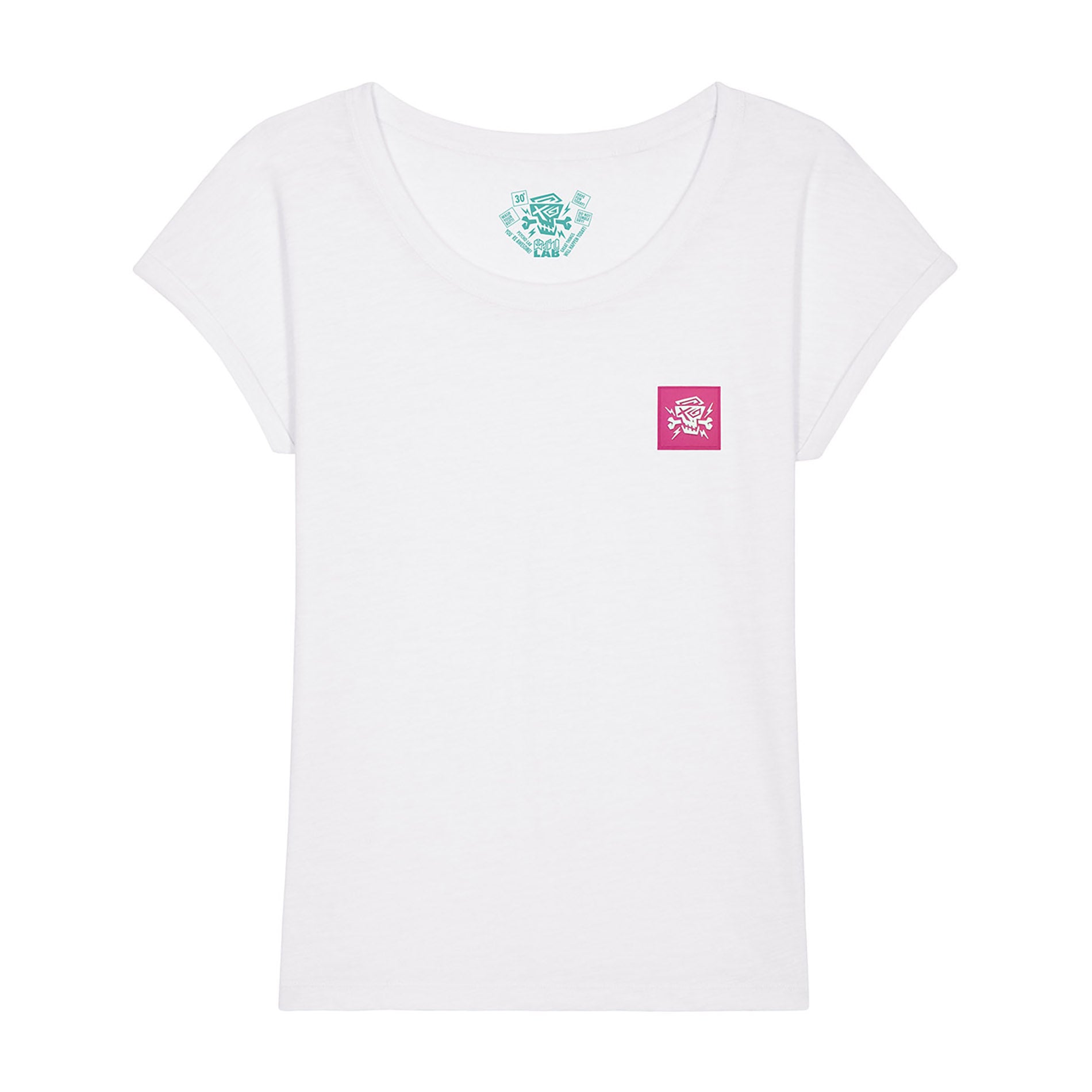 Top Elite Weiß von PsychoLab, ein weißes T-Shirt mit kurzem ärmellosem Schnitt und einem dezenten PsychoLab-Logo-Patch vorne. Minimalistischer Stil trifft urbanen Streetwear-Charme.