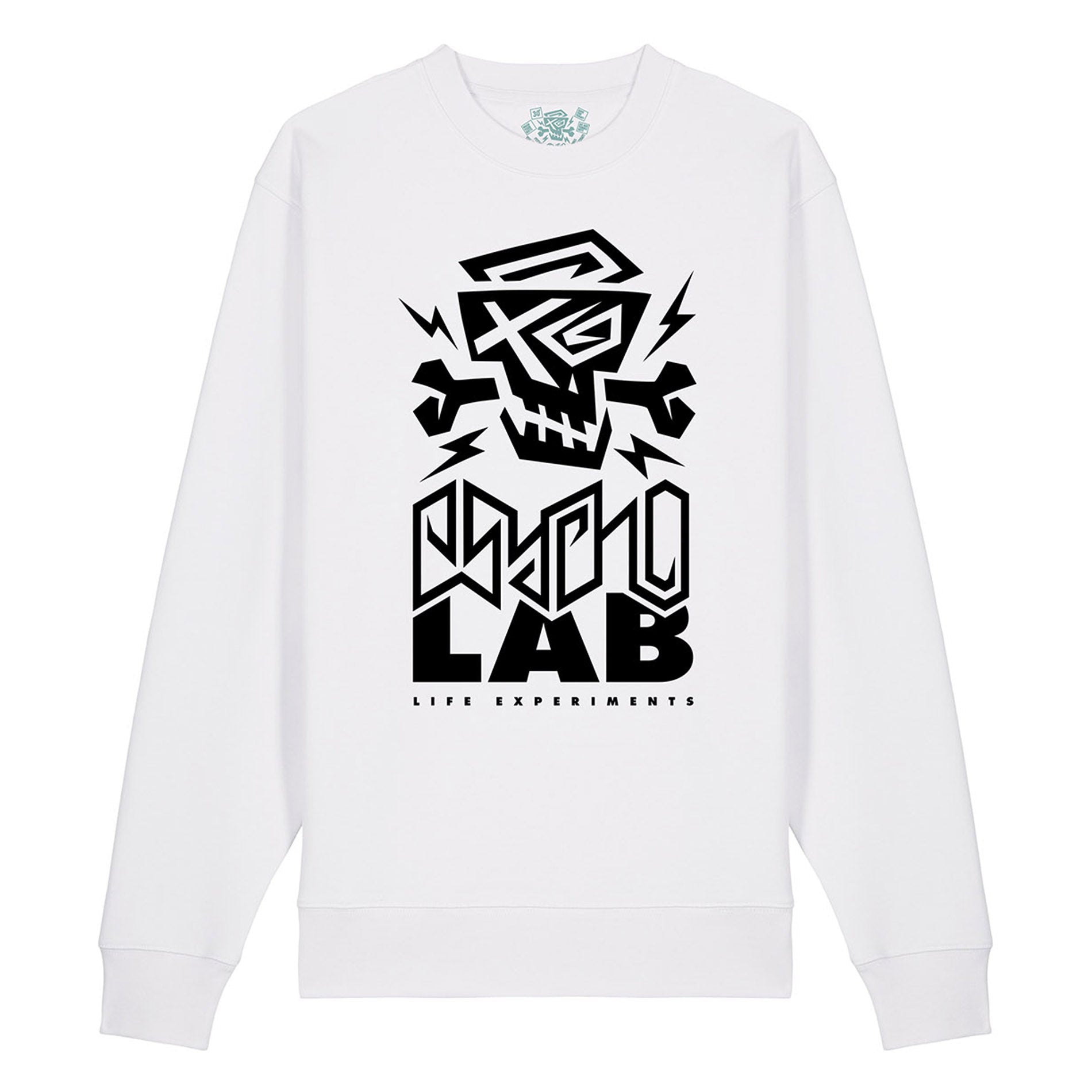 Produktaufnahme des Sweatshirts Logo White von PsychoLab, zeigt das markante Logo und das schlichte Design, ideal für trendbewusste Käufer. PsychoLab.