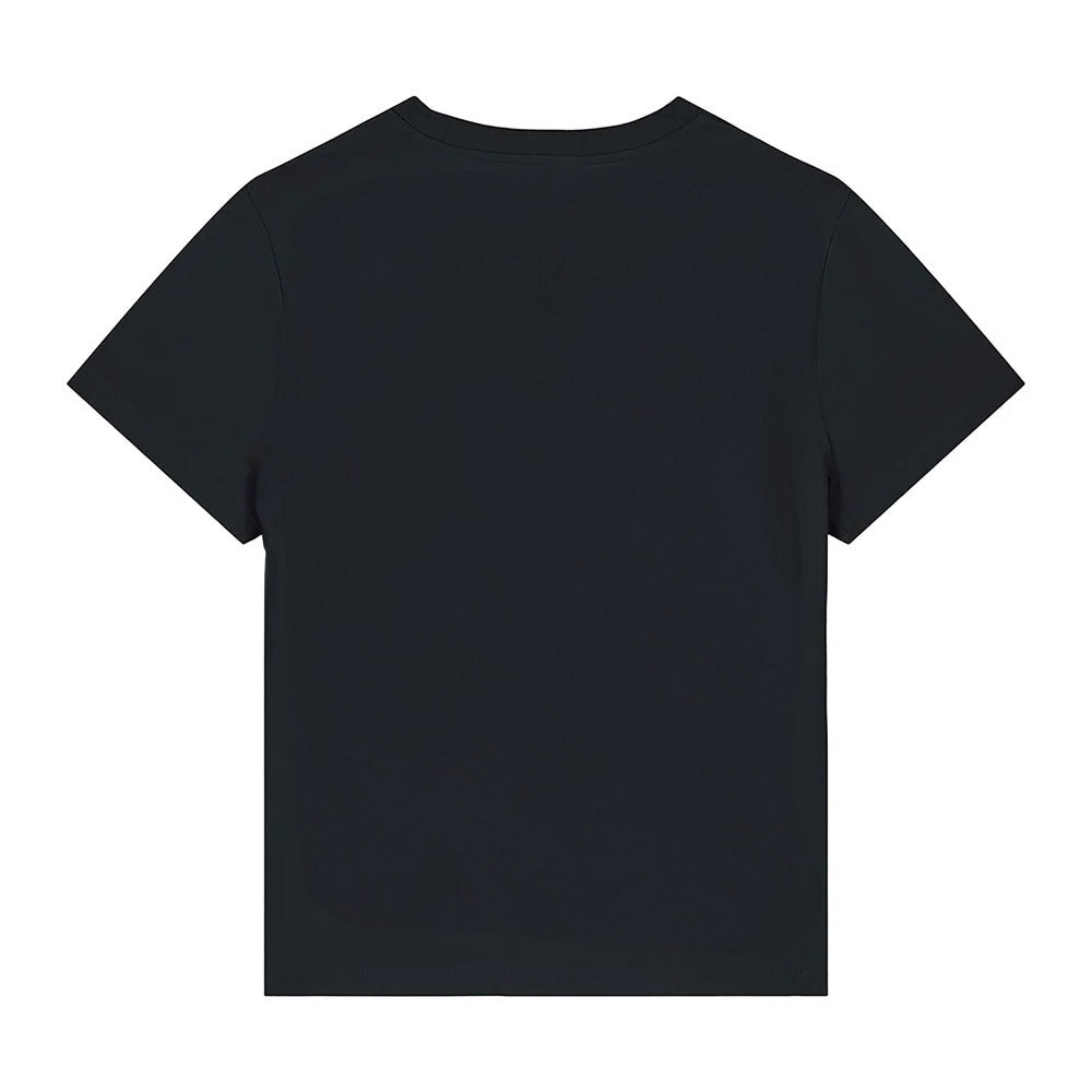 Rückansicht des Womens Shirt Brick Black, in schlichtem Schwarz gehalten, das den minimalistischen Stil von PsychoLab betont.