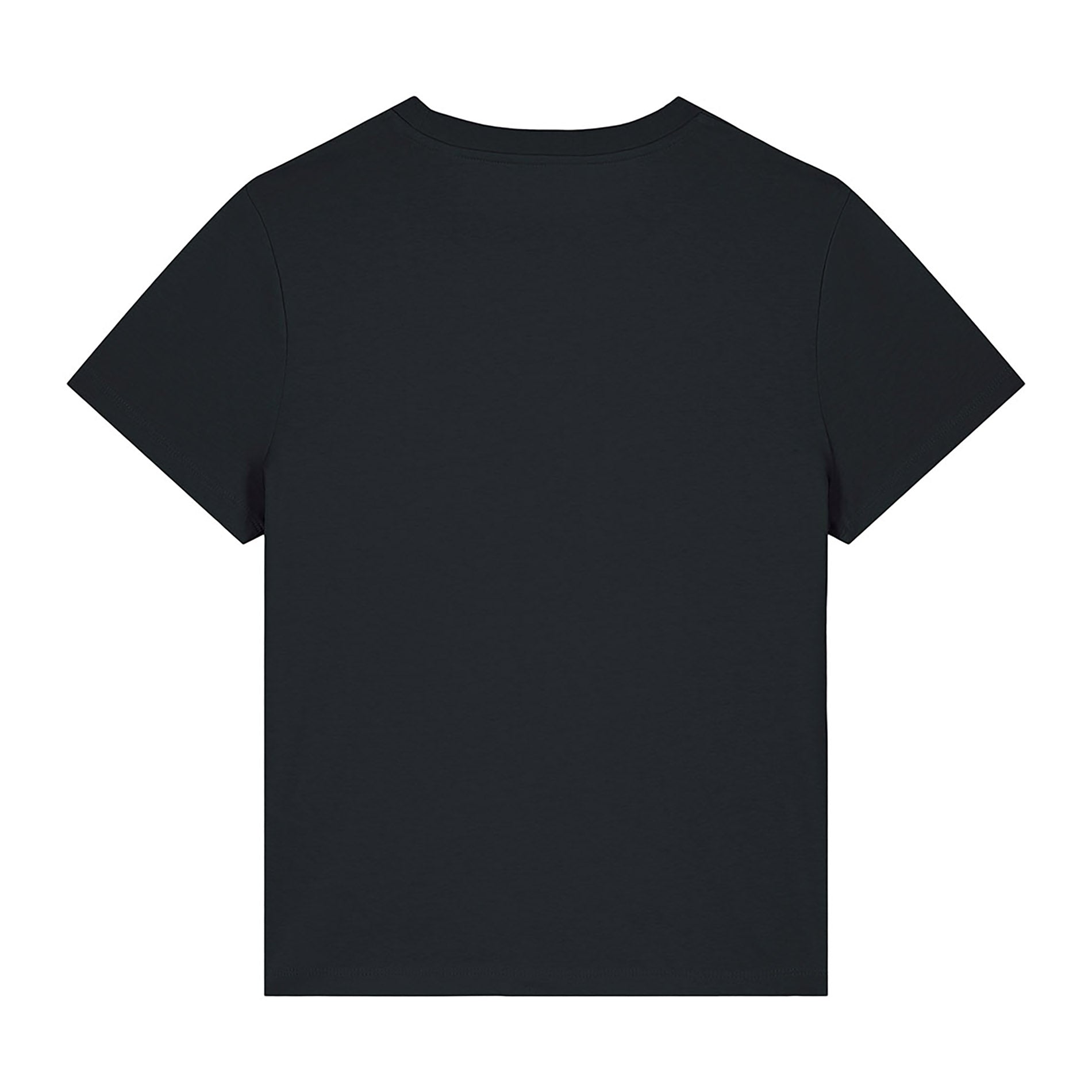 Rückansicht des Women Shirt Scratch Black von PsychoLab, gefertigt aus 100 % Bio-Baumwolle, ideal für einen entspannten Look.