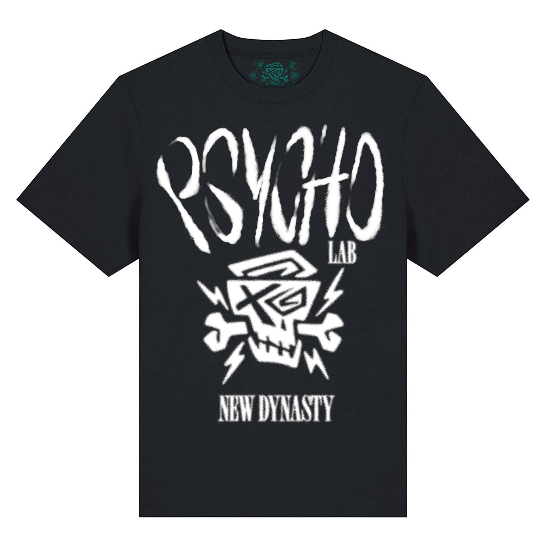 Vorderansicht des T-Shirts Brick Black von PsychoLab, mit markantem Logo und Design, perfekt für Individualisten und urbane Trendsetter.