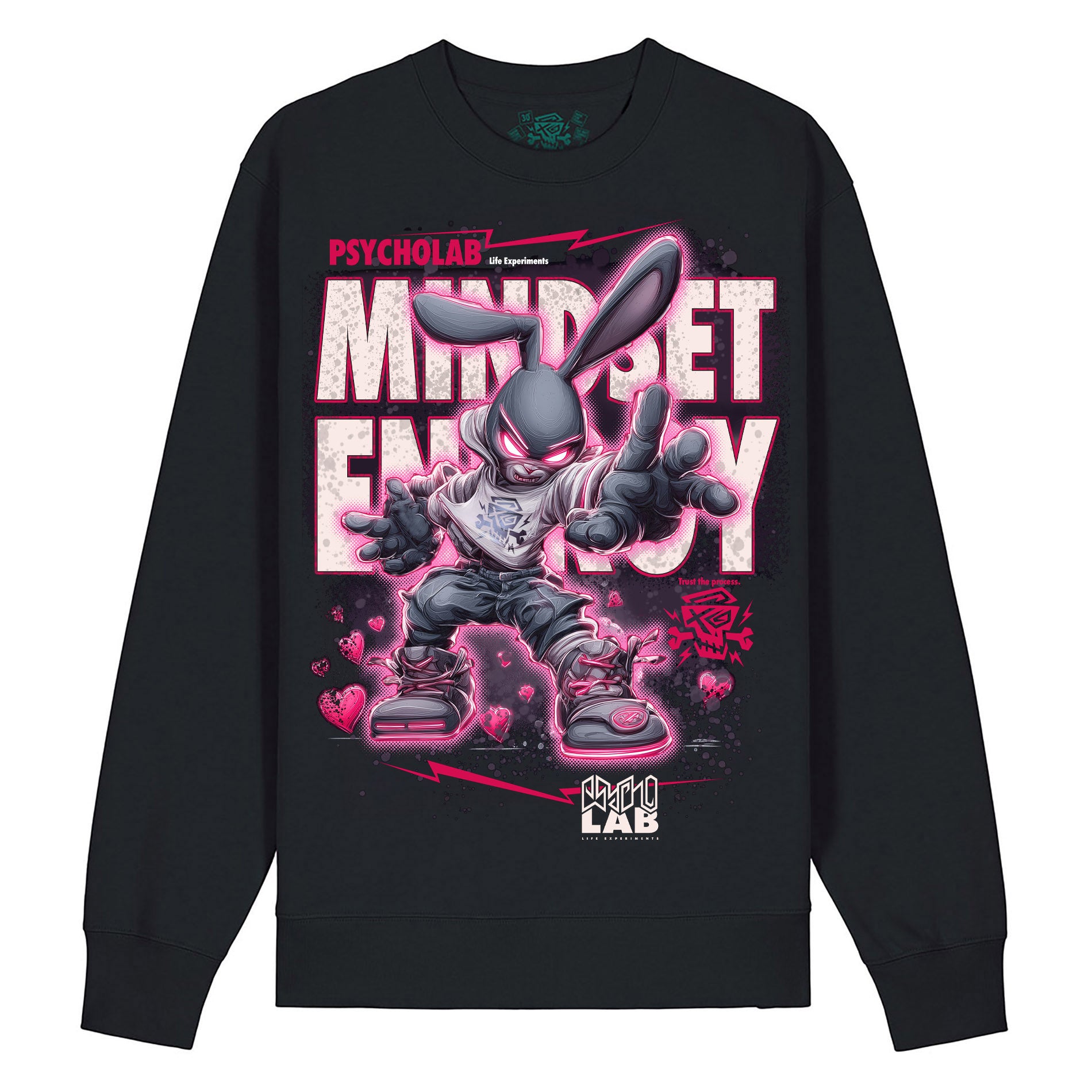 Rab Bit Sweatshirt Black – Graffiti Bunny Streetwear Statement