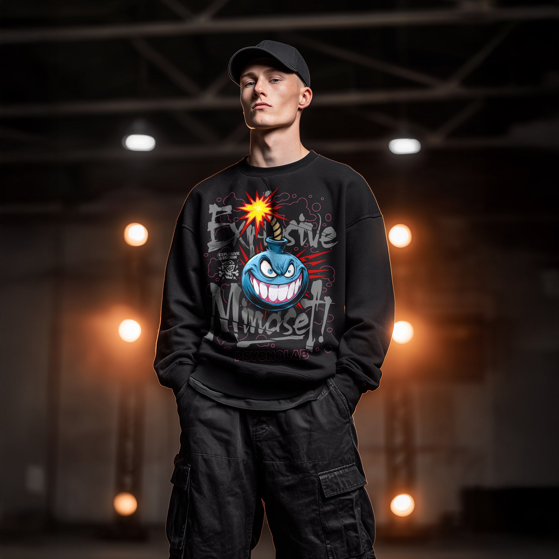 Bomb Sweatshirt Black – Explosive Graffiti Streetwear