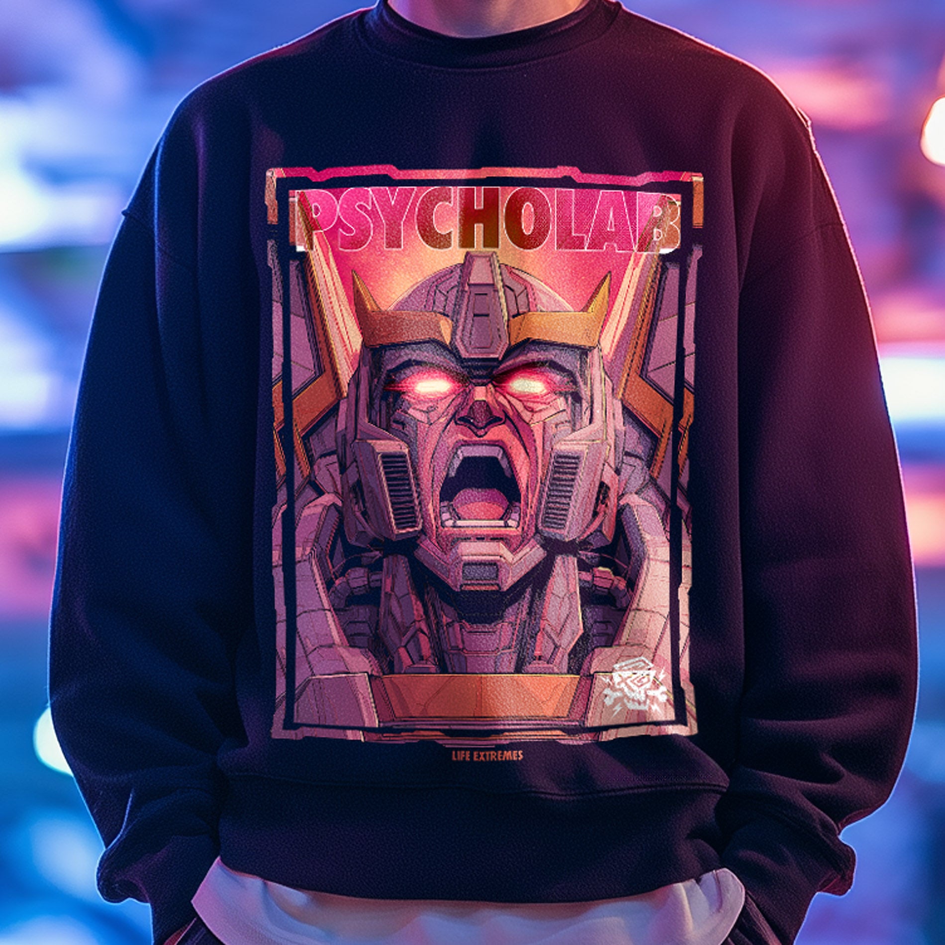 Screaming Robot Streetwear Sweatshirt – Cyberpunk Comic-Design