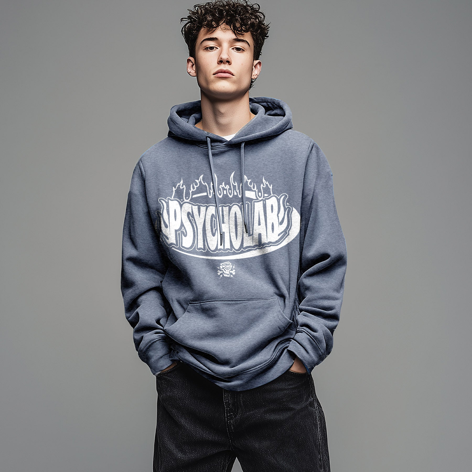 PsychoLab Drop Alert – Round Logo Hoodie Navy | Aktions-Hoodie