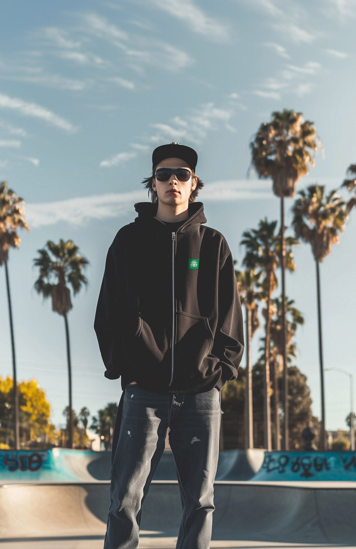 ein Mann, der auf einem Skateboard in einem Skatepark steht