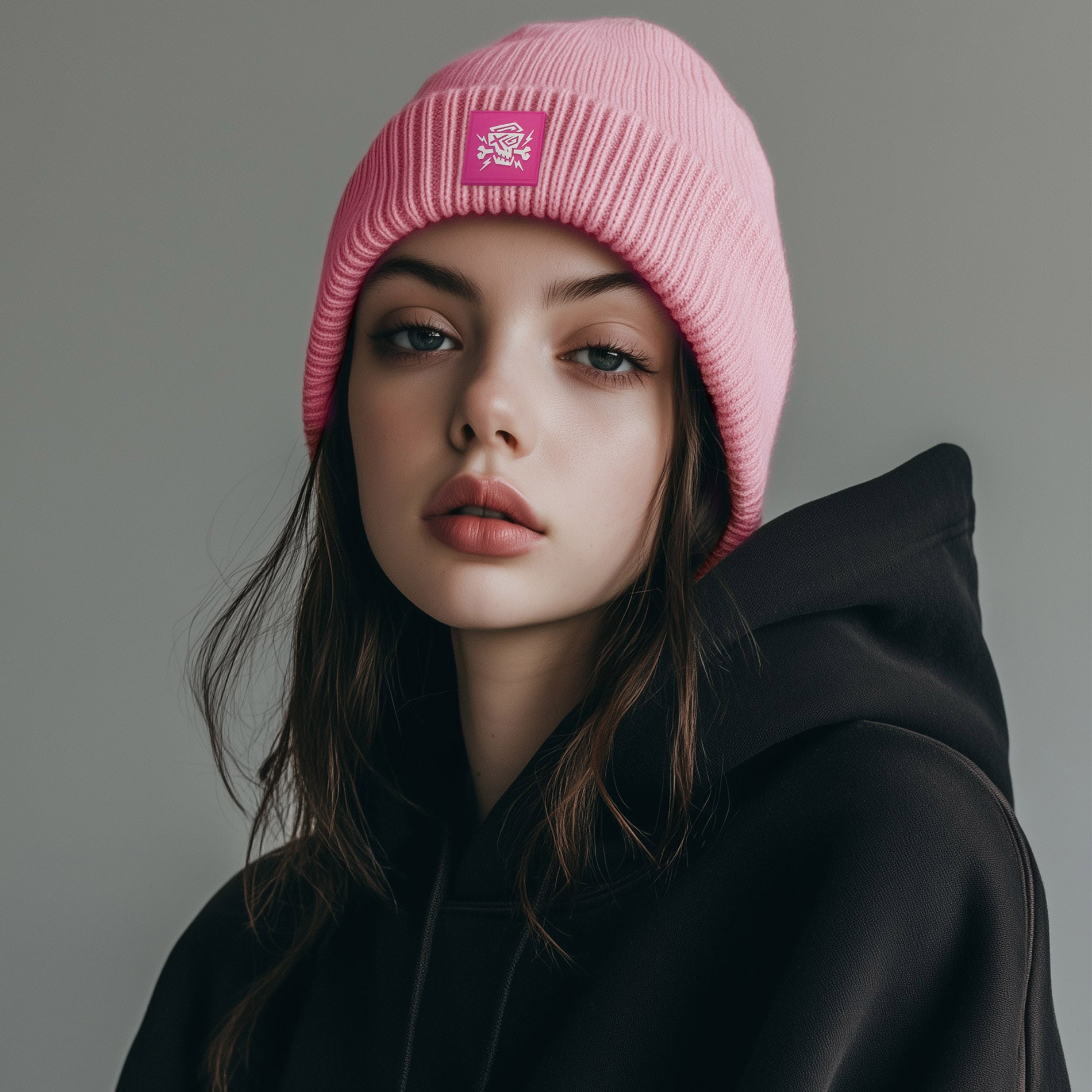 PsychoLab Beanie mit Pink Patch – Recycled Edition