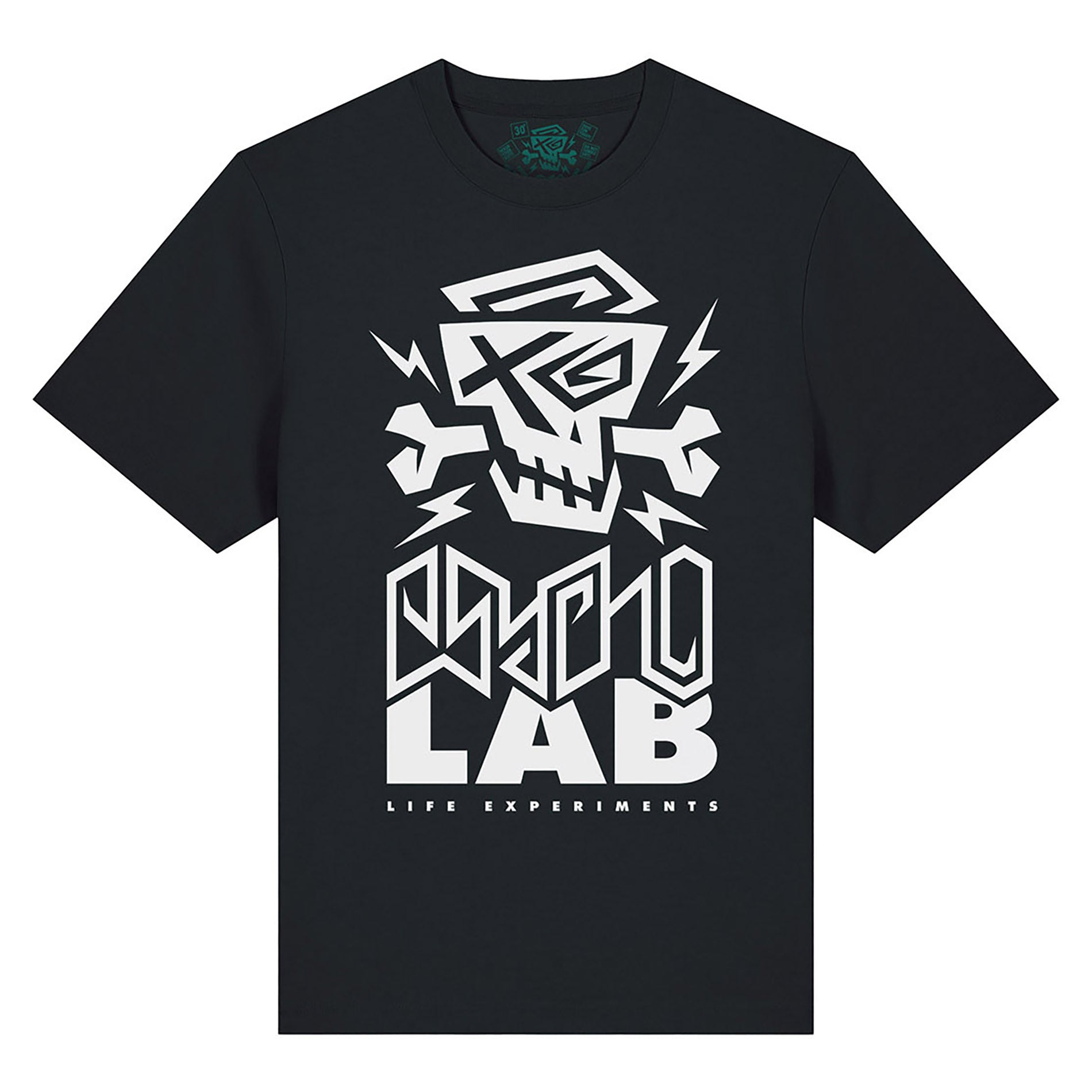 PsychoLab T-Shirt Logo Schwarz Rückseite mit kleinem weißen Logo