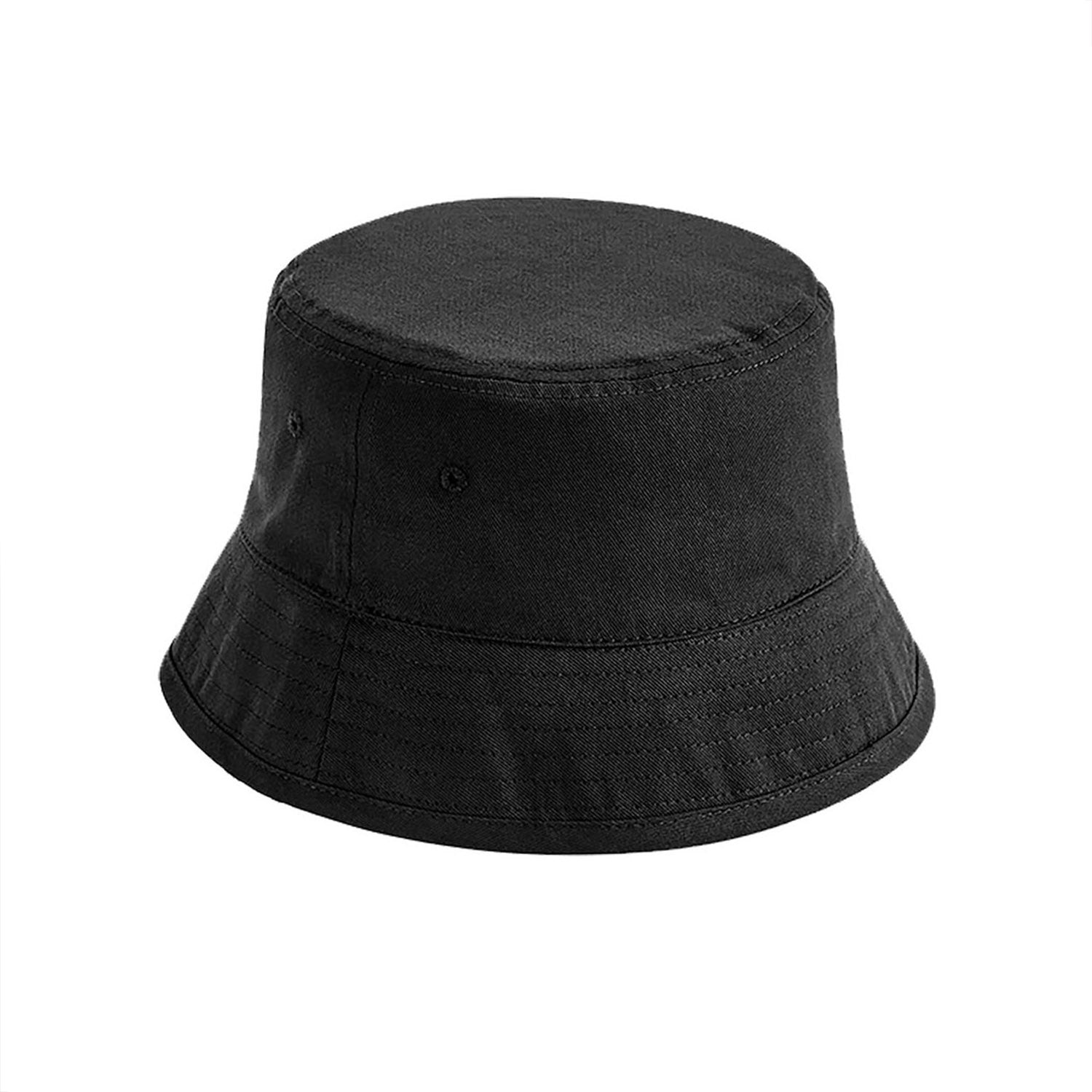 ein schwarzer Bucket Hat auf einem weißen Hintergrund