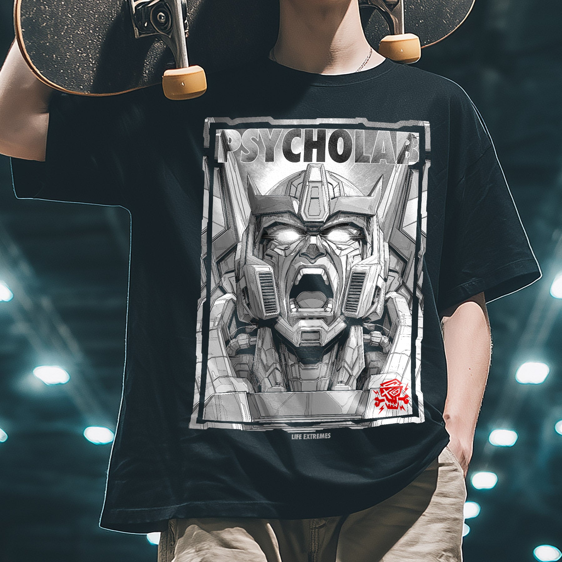 Robot Scream Streetwear T-Shirt – Urbanes Graffiti aus Bio-Baumwolle