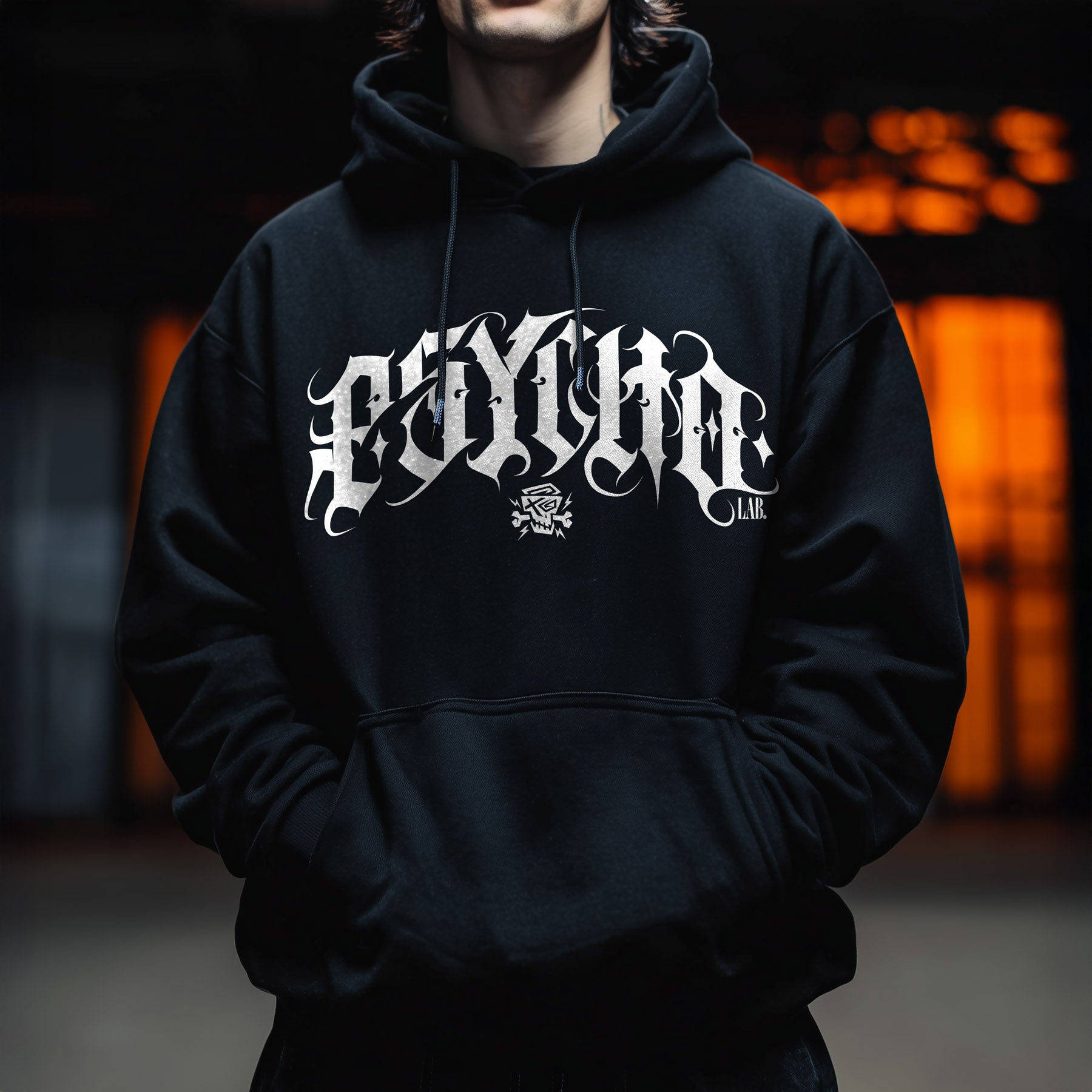 Calligraphy Hoodie Black – Gothic Streetwear Statement