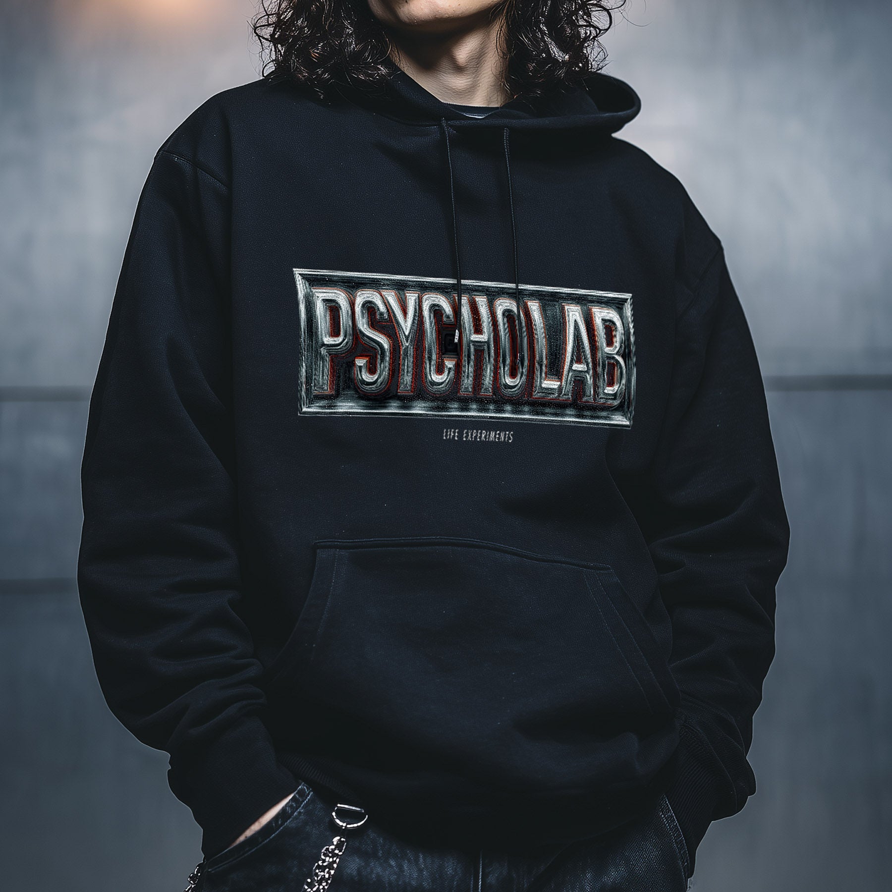 Metal Box Chrome Hoodie – Streetwear Statement in Schwarz