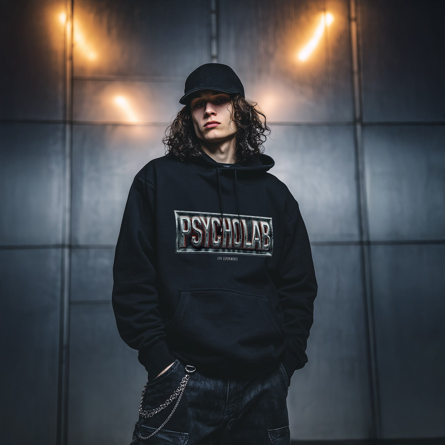 Metal Box Chrome Hoodie – Streetwear Statement in Schwarz
